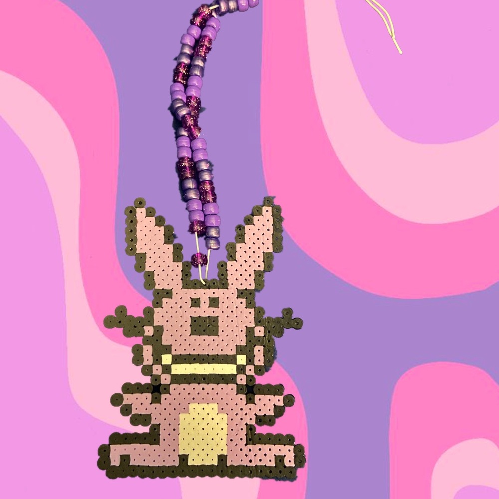 Happy Bunny perler Kandi necklace